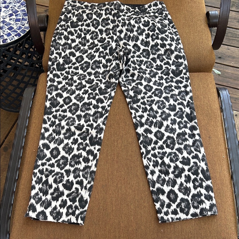 J. Crew Black and White Leopard Print Chinos